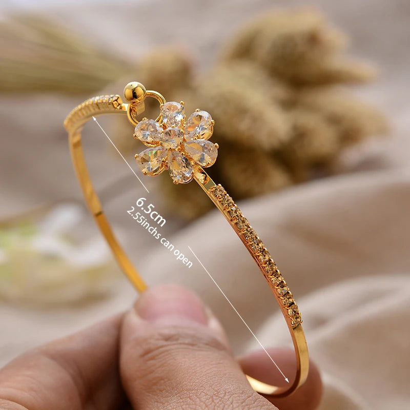 24K Gold Color Arabic Copper Bracelets for Women Men | Dubai Style Adjustable Openable Bangle | Hypoallergenic Unisex Fashion Je