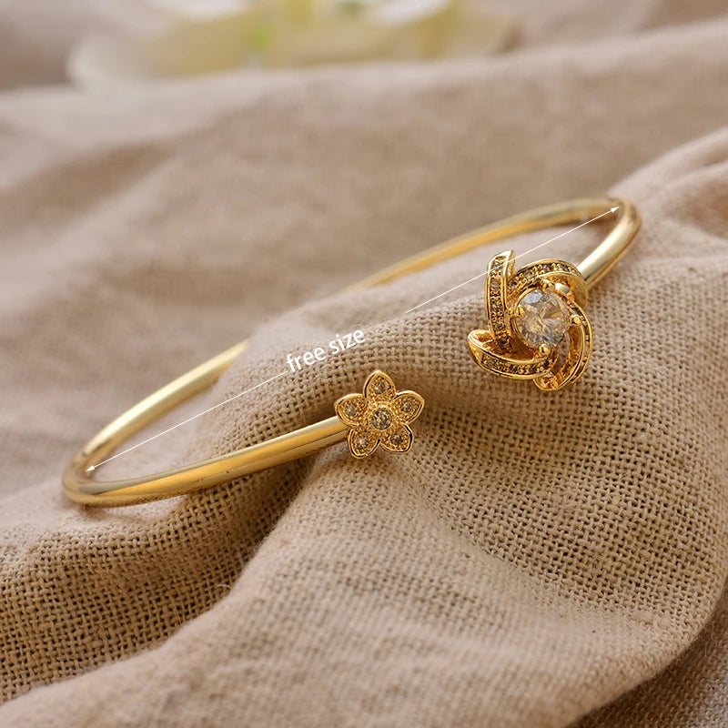 24K Gold Color Arabic Copper Bracelets for Women Men | Dubai Style Adjustable Openable Bangle | Hypoallergenic Unisex Fashion Je