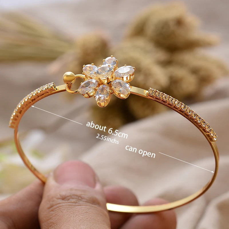 24K Gold Color Arabic Copper Bracelets for Women Men | Dubai Style Adjustable Openable Bangle | Hypoallergenic Unisex Fashion Je