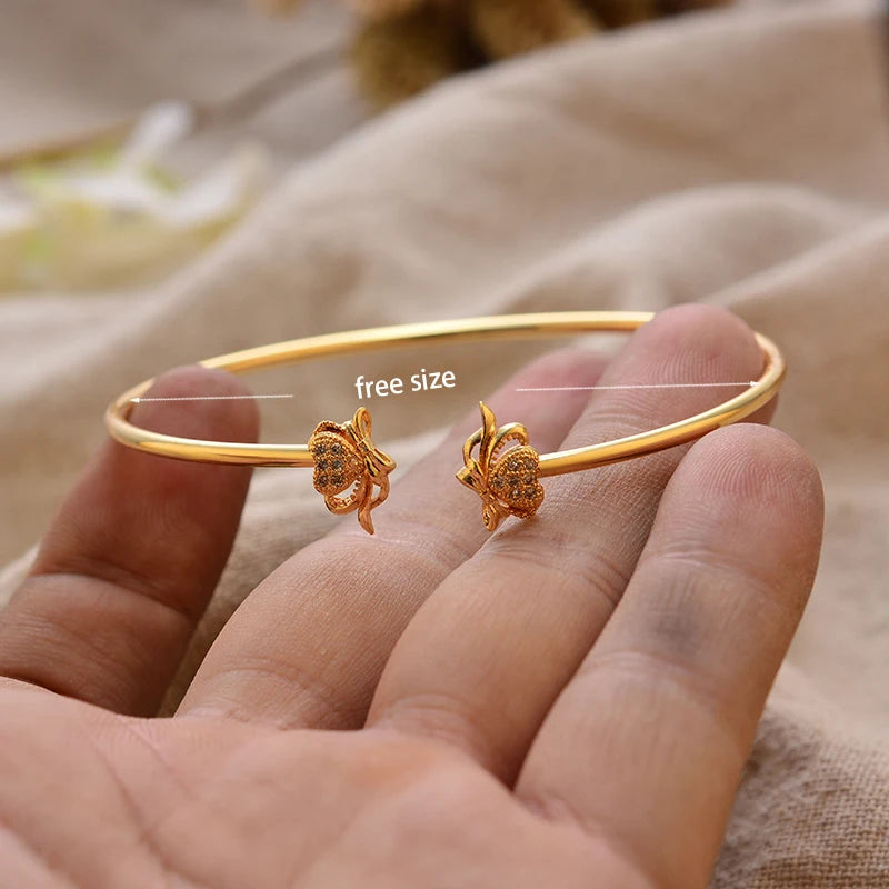 24K Gold Color Arabic Copper Bracelets for Women Men | Dubai Style Adjustable Openable Bangle | Hypoallergenic Unisex Fashion Je