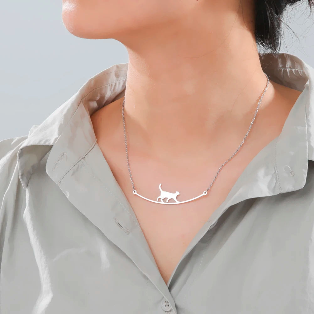 Cazador Cute Animal Cat Pendant Necklace for Women Girls Lovely Paw Choker Neck Chain Stainless Steel Jewelry Birthday Gift 2026