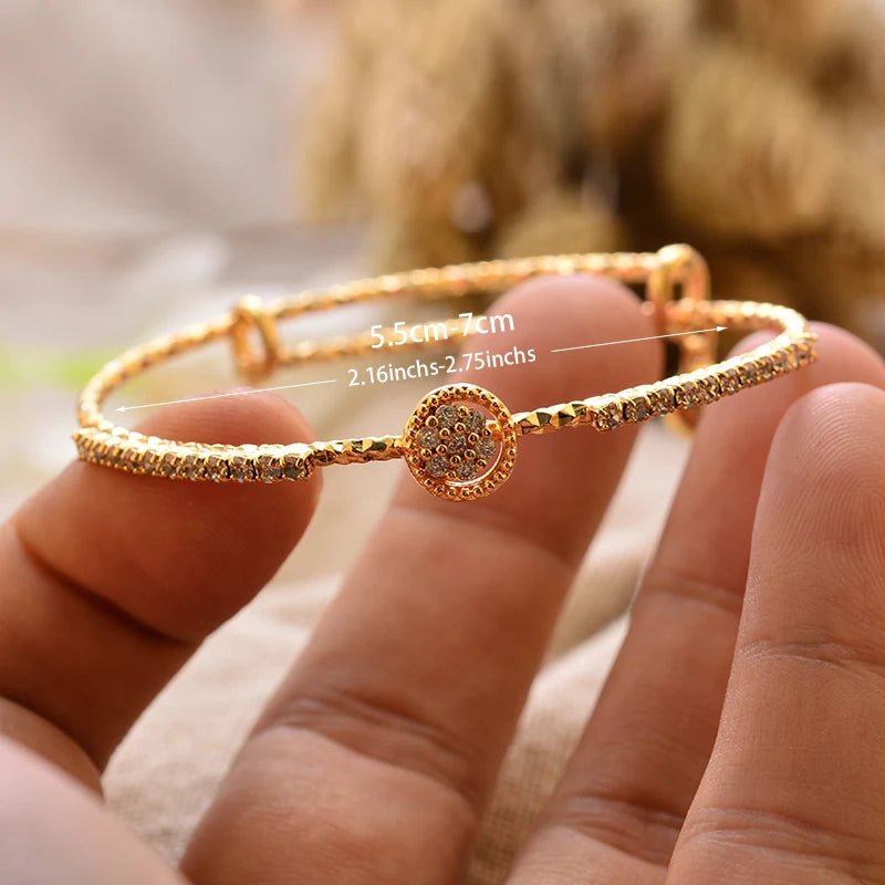 24K Gold Color Arabic Copper Bracelets for Women Men | Dubai Style Adjustable Openable Bangle | Hypoallergenic Unisex Fashion Je