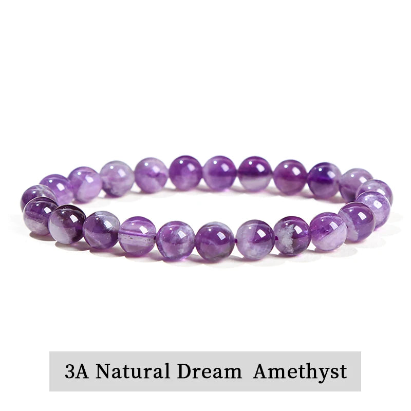 JD Natural Stone Beads Bracelet Amethyst Tiger Eye Crystal Quartz Agate Gem Beads Bangles Women Men Reiki Healling Jewelry Gift
