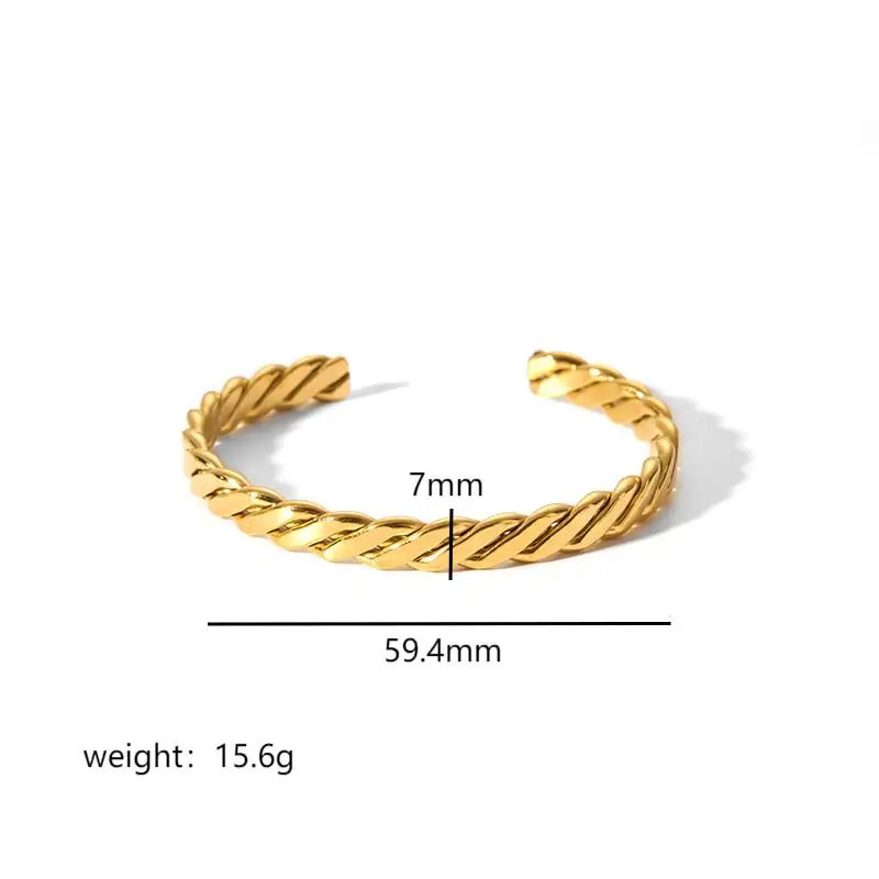 Fashion Minimalist Highlight Luxury 18k Gold Plated Geometric Bangles Tarnish Free Glossy Stainless Steel Bangle For Women Gifts