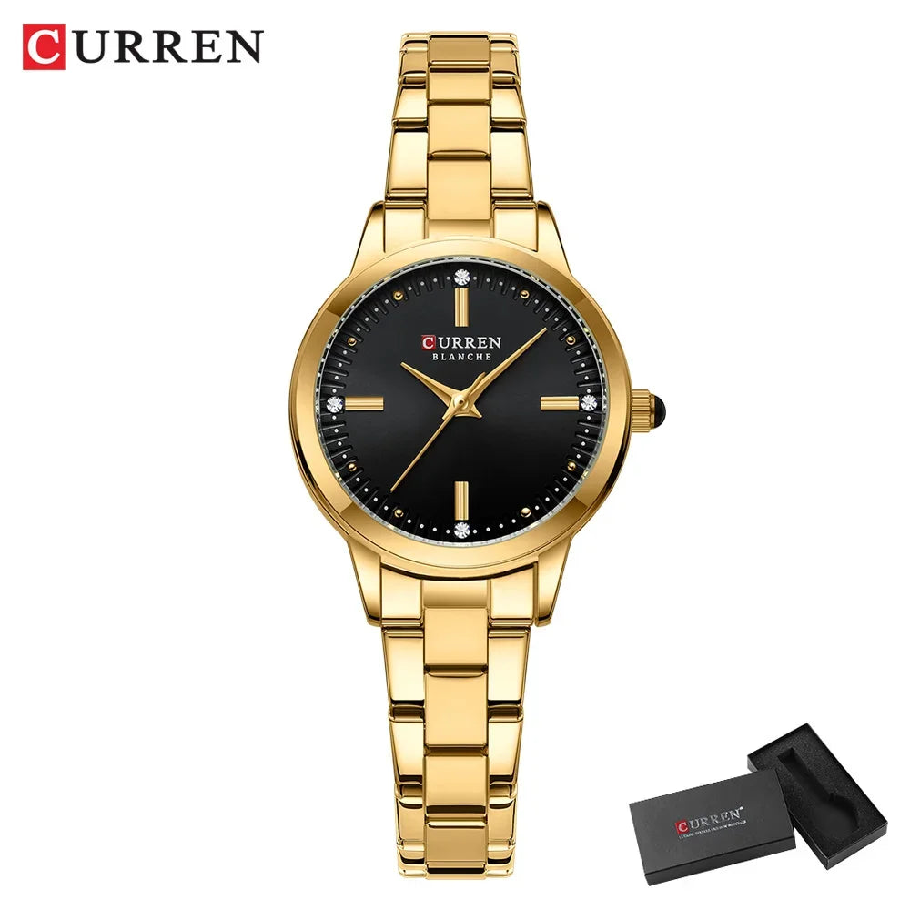 CURREN Women's Watches Fashion Original Quartz Wrist Watch for Ladies Roman Dial Dazzling Diamond Waterproof Luminous Luxury New
