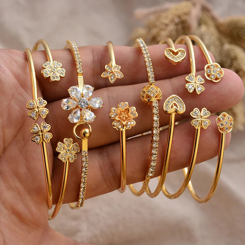 24K Gold Color Arabic Copper Bracelets for Women Men | Dubai Style Adjustable Openable Bangle | Hypoallergenic Unisex Fashion Je