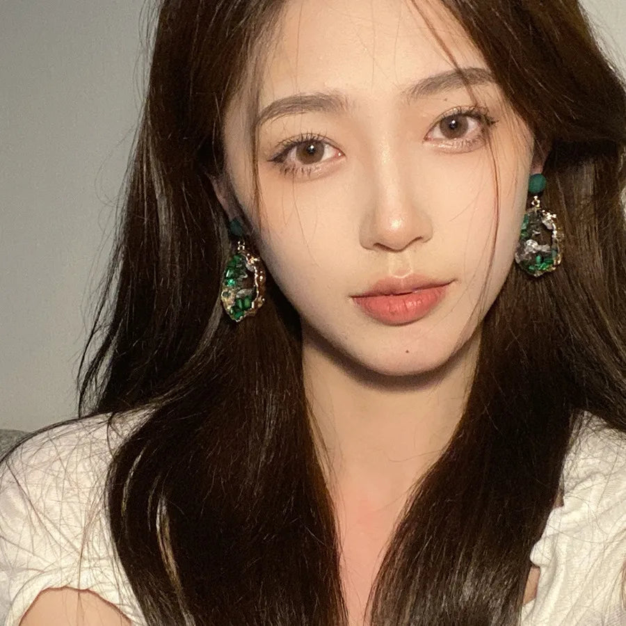 Emerald Irregular Earrings