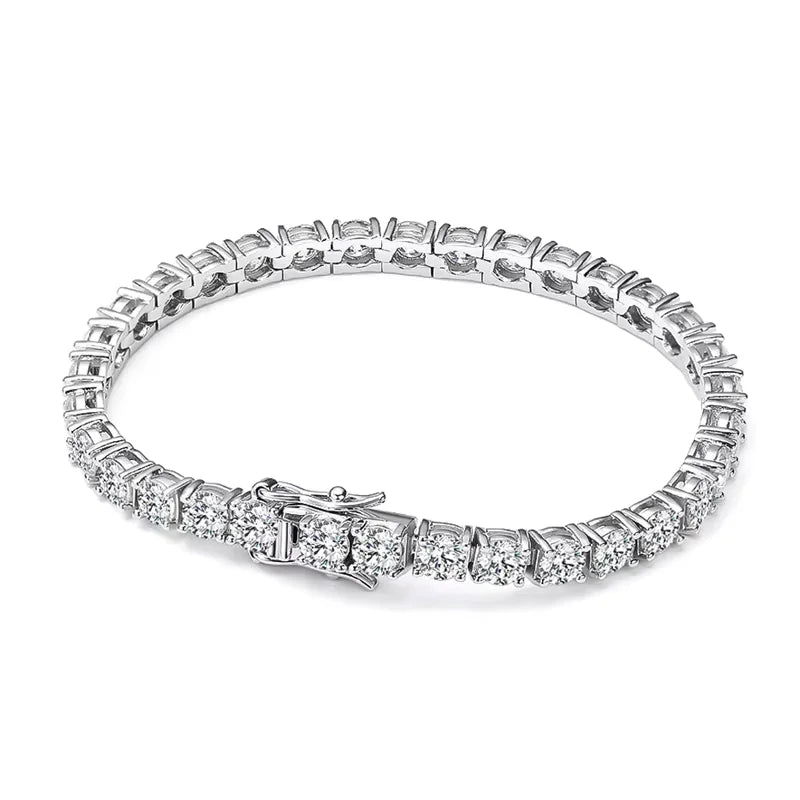 KNOBSPIN D VVS1 Moissanite Tennis Bracelet Original s925 Sterling Silver Plated 18k White Gold with GRA Bracelets for Women Man