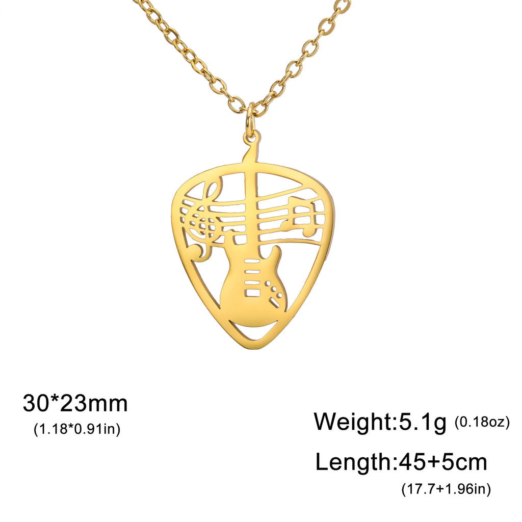 Skyrim Violin Love Rune Moon Octagonal Star Pendant Stainless Steel Necklace Women's Fashion Party Valentine's Day Gift Jewelry