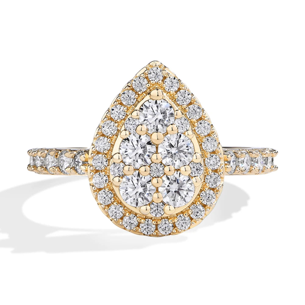 MINTYBOX S925 Sterling Silver Moissanite Engagement Halo Rings for Women 1.15ctw Lab Diamond Ring 18K Gold Plated Fine Jewelry