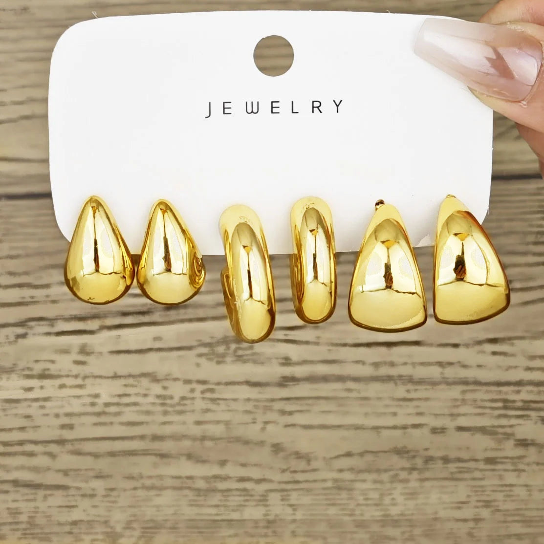 6pcs Chunky Gold Plated
