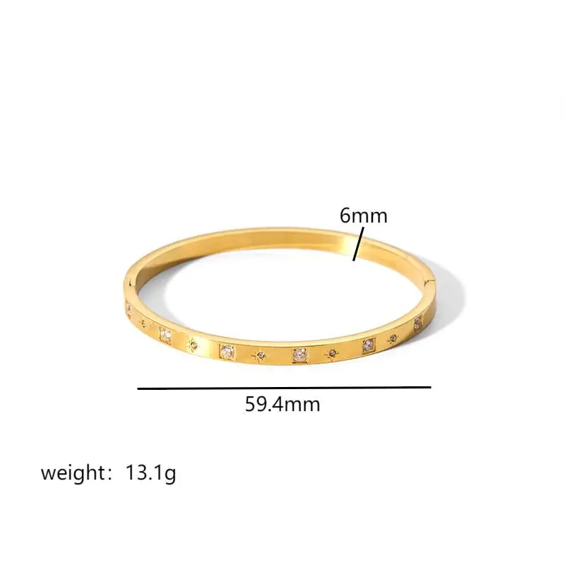 Fashion Minimalist Highlight Luxury 18k Gold Plated Geometric Bangles Tarnish Free Glossy Stainless Steel Bangle For Women Gifts