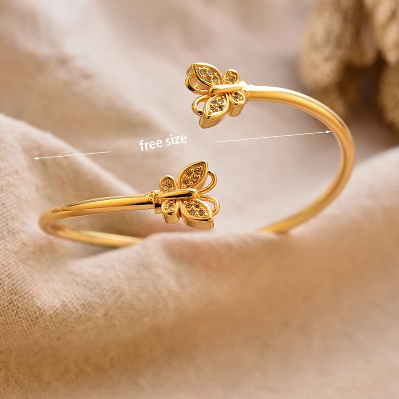 24K Gold Color Arabic Copper Bracelets for Women Men | Dubai Style Adjustable Openable Bangle | Hypoallergenic Unisex Fashion Je