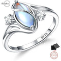 Fansilver 925 Sterling Silver Minimalist Oval Moonstone Ring for Women Engagement Female Ring Wedding Band 925 Jewelry Gift